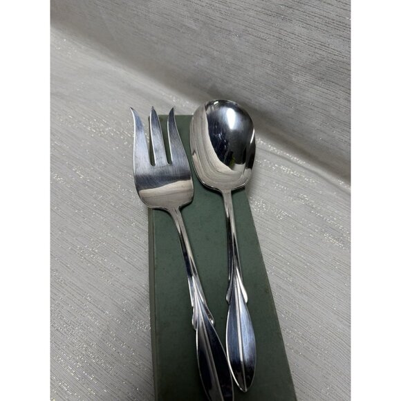 WM Rogers Mfg. Co Original Rogers Serving Spoon & Fork Ornate Decoration 8 7/8" - Picture 5 of 7